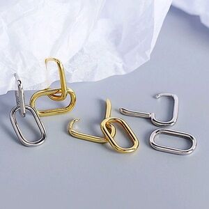 STERLING SILVER INTERLOCKING O SHAPED EARRINGS